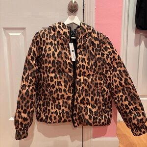 Alice + Olivia Leopard Print Reversible Puffer Jacket